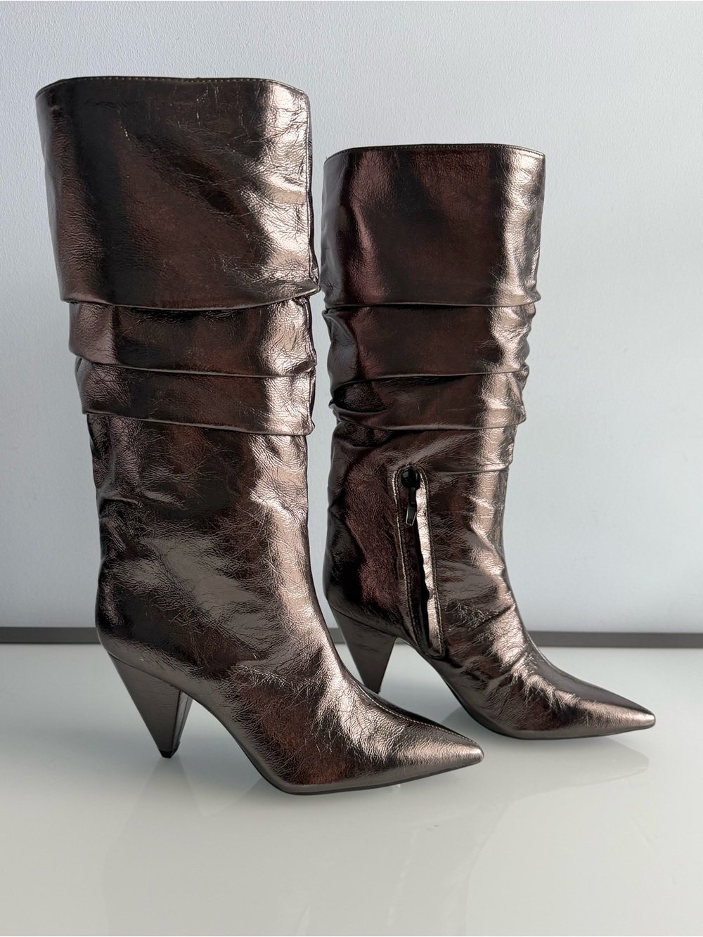 I.N.C. International Concepts Women's Pewter Metallic Diiannaa Slouch Boots 6